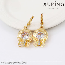 91366- Xuping Jewelry Fahion mujer chapado en oro Rrop Earrings con forma de mariposa